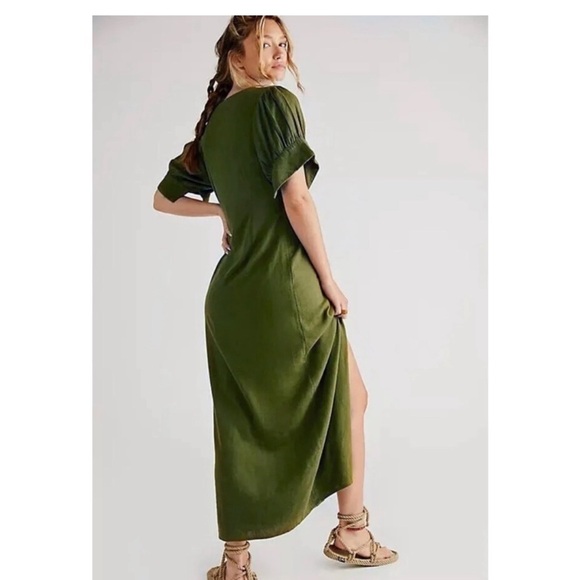 Free People Vintage Summer Midi Dress Dark Green - Picture 2 of 3